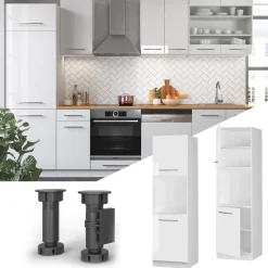 Herdumbauschrank Küchenschrank Küchenmöbel Fame-Line Weiß 60 cm modern Hochglanz Küche Einbauküche Blende Herdschrank Hochschrank Küchenzeile Drehtür Einlegeboden ^ Vicco Best