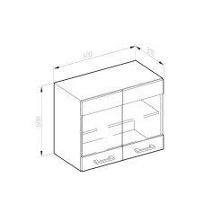 Hängeglasschrank Küchenschrank Küchenzeile R-Line 60 cm Eiche Anthrazit Tür Fächer ^ Vicco Best