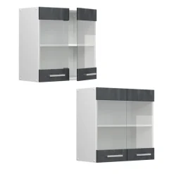Vicco Hängeglasschrank R-Line Schwarz Beton Weiß 60 cm Clearance