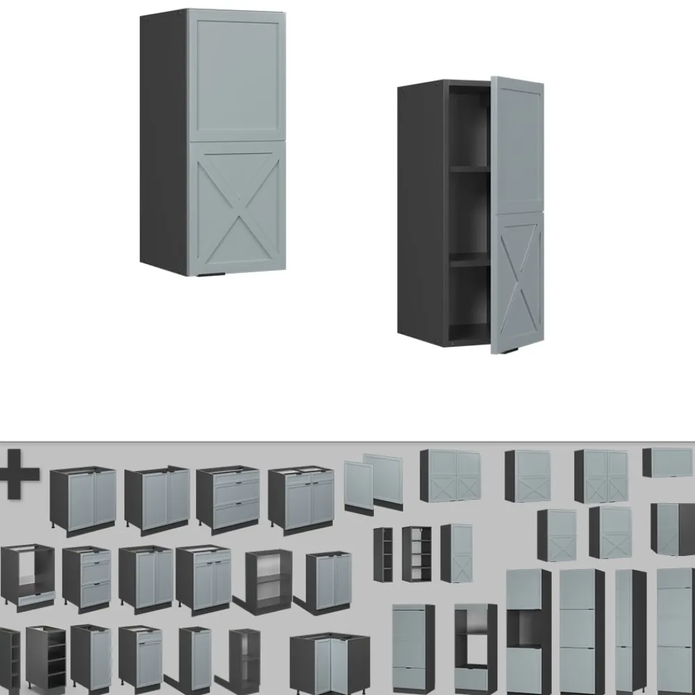 Hängeschrank Fame-Line Anthrazit Hellblau-Grau gerahmt 30 cm ^ Vicco Hot