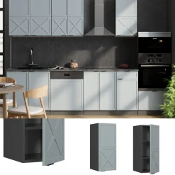 Hängeschrank Fame-Line Anthrazit Hellblau-Grau gerahmt 30 cm ^ Vicco Hot