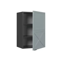 Hängeschrank Fame-Line Anthrazit Hellblau-Grau gerahmt 50 cm ^ Vicco