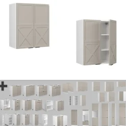 Hängeschrank Fame-Line Weiß Grau-Beige gerahmt 60 cm ^ Vicco Outlet