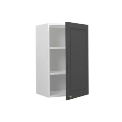 Hängeschrank Küchenschrank Küchenmöbel Fame-Line Weiß Anthrazit-Gold Landhaus 45 cm Küche Einbauküche Hängeschrank Drehtür Einlegeboden Küchenzeile ^ Vicco Hot