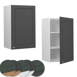 Hängeschrank Küchenschrank Küchenmöbel Fame-Line Weiß Anthrazit-Gold Landhaus 45 cm Küche Einbauküche Hängeschrank Drehtür Einlegeboden Küchenzeile ^ Vicco Hot