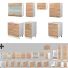 Küchenzeile Küchenblock Einbauküche Fame-Line Weiß Eiche 240 cm modern Küchen Schränke Spülenunterschrank Schubunterschrank Hängeschrank Hängeglasschrank ^ Vicco Discount