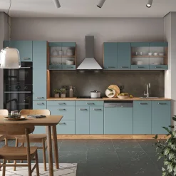 Küchenzeile R-Line Solid Eiche Blau Grau 350 cm modern Küchenschränke Küchenmöbel ^ Vicco Best