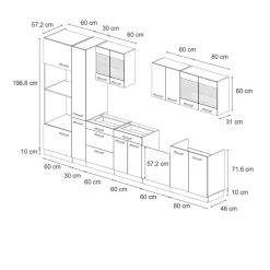 Küchenzeile R-Line Solid Eiche Blau Grau 350 cm modern Küchenschränke Küchenmöbel ^ Vicco Best