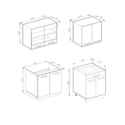 Küchenzeile SINGLE Einbauküche 140 cm Küche Anthrazit Hochglanz R-LINE ^ Vicco
