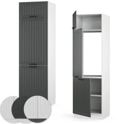 Kühlumbauschrank 60 cm FAME Line Küchenschrank Küchenzeile Landhaus Anthrazit ^ Vicco