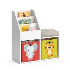 Kinderregal Aufbewahrungsregal Spielzeugablage Luigi Weiß Sitzbank Faltbox ^ Vicco Discount