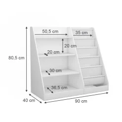 Kinderregal Conny Weiß 90 x 80,5 cm mit großen Ablagen ^ Vicco Best