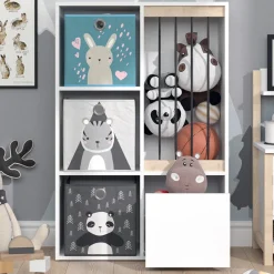 Kinderregal Kuscheltierzoo Spielzeugregal Luigi weiß für Faltboxen Regal ^ Vicco Clearance