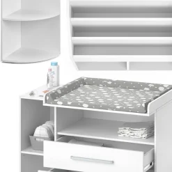 Vicco Kinderzimmer-Set "Oskar", Weiß, 3 Teile, mit Wickelkommode, Spielzeugregal und Bücherregal New