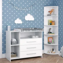 Vicco Kinderzimmer-Set "Oskar", Weiß, 2 Teile, mit Wickelkommode und Spielzeugregal Sale