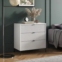 Kommode Eliza Weiß 80 x 81,2 cm mit 3 Schubladen ^ Vicco Online