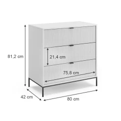 Kommode Eliza Weiß 80 x 81,2 cm mit 3 Schubladen ^ Vicco Online
