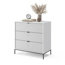 Kommode Eliza Weiß 80 x 81,2 cm mit 3 Schubladen ^ Vicco Online