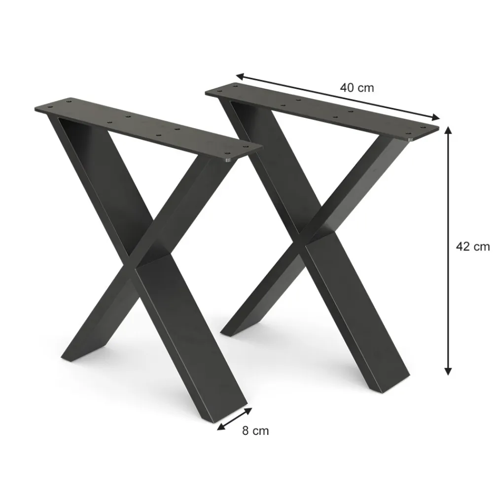 Loft Tischkufen X-Form 42cm Tischbeine Tischgestell Couchtisch Möbelfüße ^ Vicco Discount