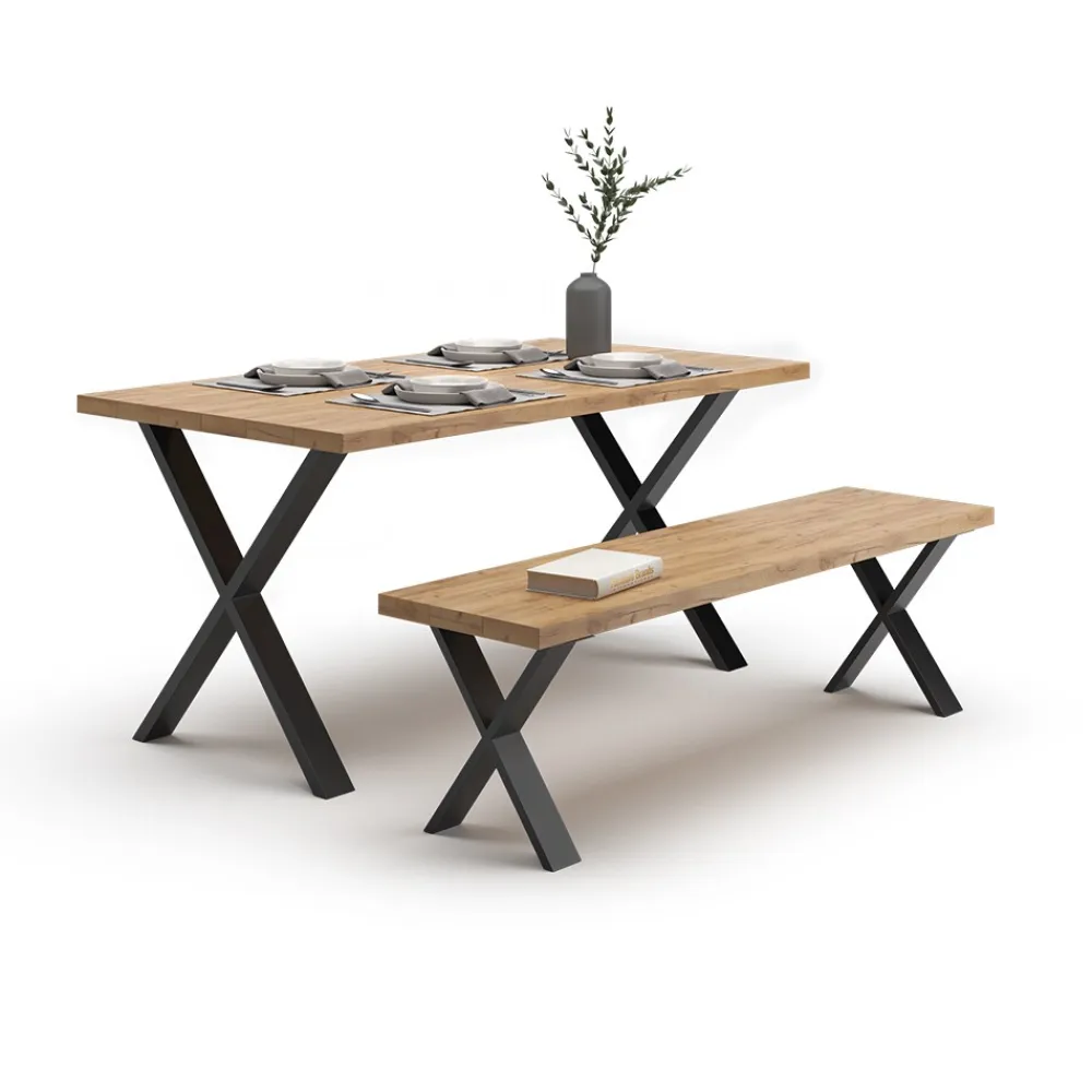 Loft Tischkufen X-Form 42cm Tischbeine Tischgestell Couchtisch Möbelfüße ^ Vicco Discount