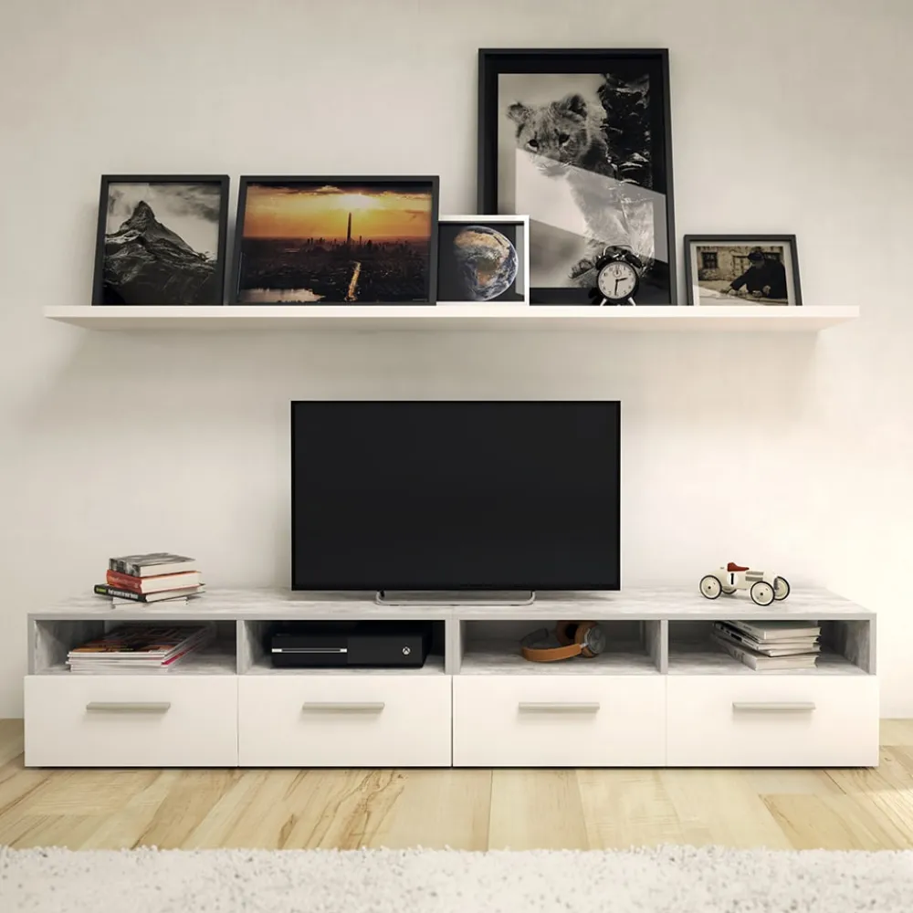Lowboard Diego Fernsehschrank Sideboard TV Fernsehtisch Beton ^ Vicco Discount