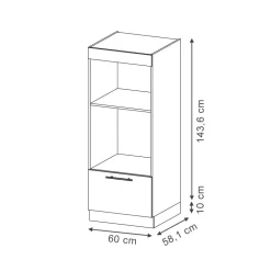 Mikrowellenschrank Fame-Line Eiche Hellblau-Grau gerahmt 60 cm mit Schublade ^ Vicco Hot