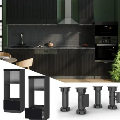 Mikrowellenschrank Fame-Line Anthrazit Schwarz gestreift 60 cm mit Schublade ^ Vicco Online