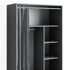 mobiler Kinderkleiderschrank Dielenschrank Garderobe Doros Grau modern 100 x 147 cm offen rollbar ^ Vicco Online