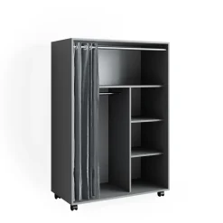 mobiler Kinderkleiderschrank Dielenschrank Garderobe Doros Grau modern 100 x 147 cm offen rollbar ^ Vicco Online
