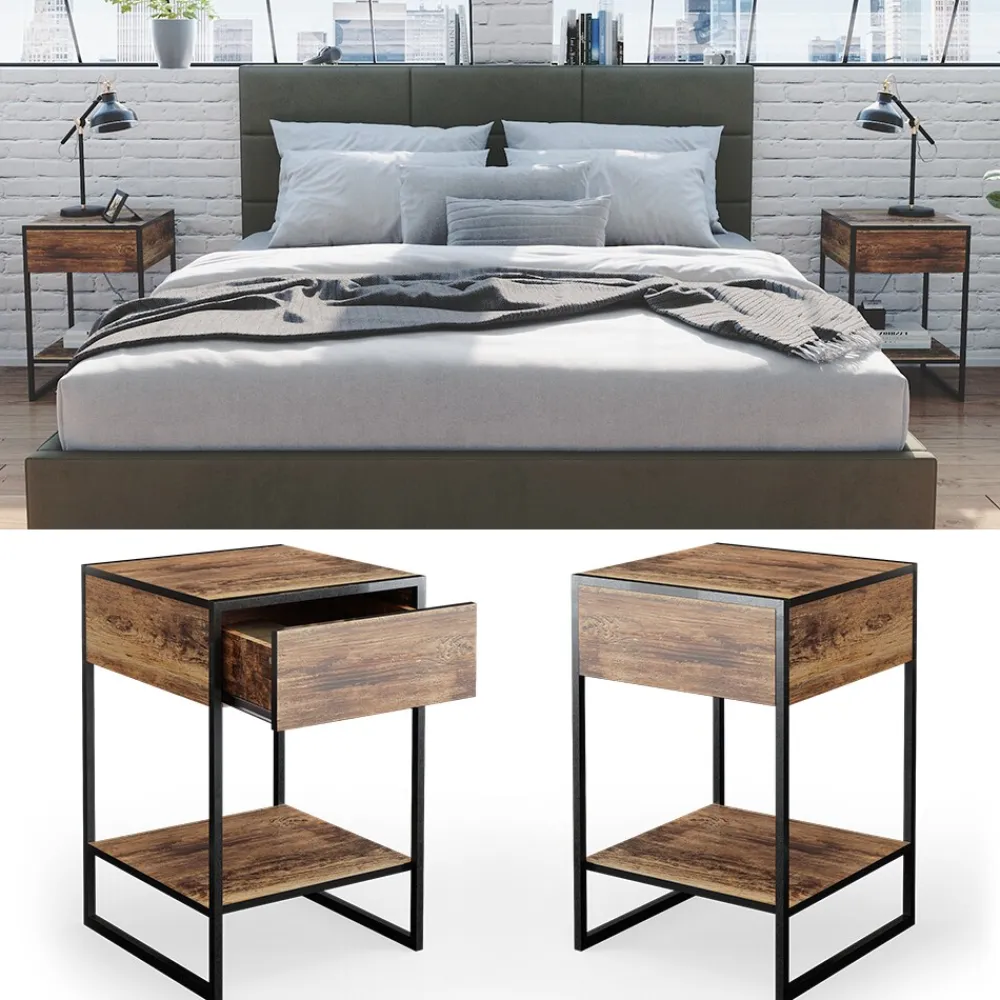 Vicco Nachttisch Nachtkommode Nachtschrank Fyrk 2er Set Boxspringbett Schublade Hot
