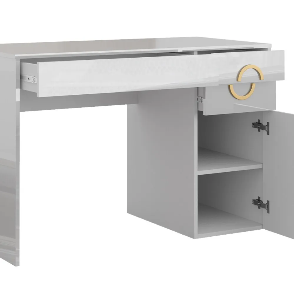 Vicco Schminktisch Adela Weiß Hochglanz, 115 x 76,4 cm, Frisiertisch, Schubladen Outlet