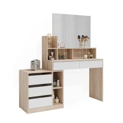 Vicco Schminktisch Anja 139,8 x 115 cm Sonoma Weiß Spiegel Frisiertisch modern