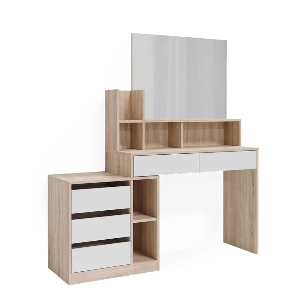 Vicco Schminktisch Anja 139,8 x 115 cm Sonoma Weiß Spiegel Frisiertisch modern