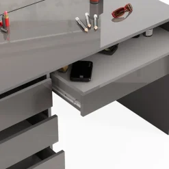 Vicco Schminktisch Frisiertisch Frisierkommode Sherry Grau Schminkspiegel 120x75 cm modern Schlafzimmer Kommode Schublade Ablage Aufbewahrung Kosmetiktisch Make-Up-Tisch Hochglanz