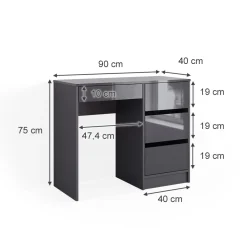 Vicco Schminktisch Sherry Anthrazit Hochglanz 90 x 75 cm Frisiertisch Schubladen Online