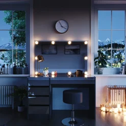 Vicco Schminktisch Sherry Anthrazit Hochglanz Frisiertisch LED Spiegel Hocker Outlet