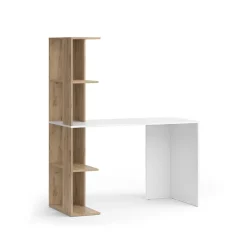 Schreibtisch Tower Weiß Sonoma 122 x 55 cm mit 4 Fächern ^ Vicco Best