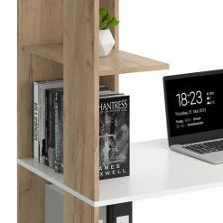 Schreibtisch Tower Weiß Sonoma 122 x 55 cm mit 4 Fächern ^ Vicco Best