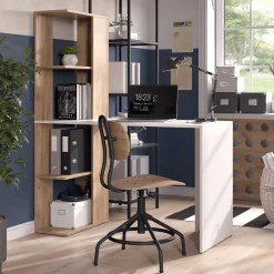 Schreibtisch Tower Weiß Sonoma 122 x 55 cm mit 4 Fächern ^ Vicco Best