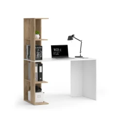 Schreibtisch Tower Weiß Sonoma 122 x 55 cm mit 4 Fächern ^ Vicco Best