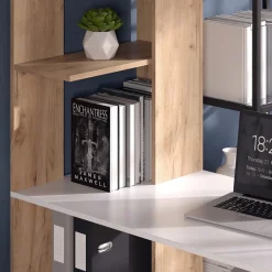 Schreibtisch Tower Weiß Sonoma 122 x 55 cm mit 4 Fächern ^ Vicco Best