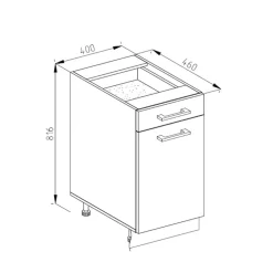 Vicco Schubunterschrank 40 cm Anthrazit Küchenschrank Unterschrank Küchenzeile R-Line Best