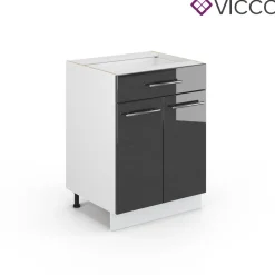 Vicco Schubunterschrank 60 cm Anthrazit Küchenzeile Unterschrank Fame Outlet