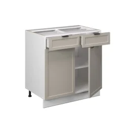 Vicco Schubunterschrank Fame-Line Weiß Grau-Beige gerahmt 80 cm mit Arbeitsplatte Anthrazit