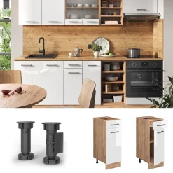 Vicco Schubunterschrank Küchenschrank Küchenzeile R-Line 30 cm Eiche Weiß Tür Schublade Outlet