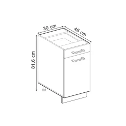 Vicco Schubunterschrank Küchenschrank R-Line Solid Eiche Blau Grau 30 cm modern