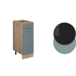 Vicco Schubunterschrank Küchenschrank R-Line Solid Eiche Blau Grau 30 cm modern