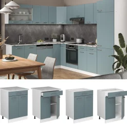 Vicco Schubunterschrank Küchenschrank R-Line Solid Weiß Blau Grau 60 cm modern Best
