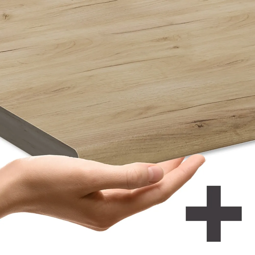 Vicco Schubunterschrank R-Line Schwarz Beton Weiß 40 cm mit Arbeitsplatte Eiche Hot