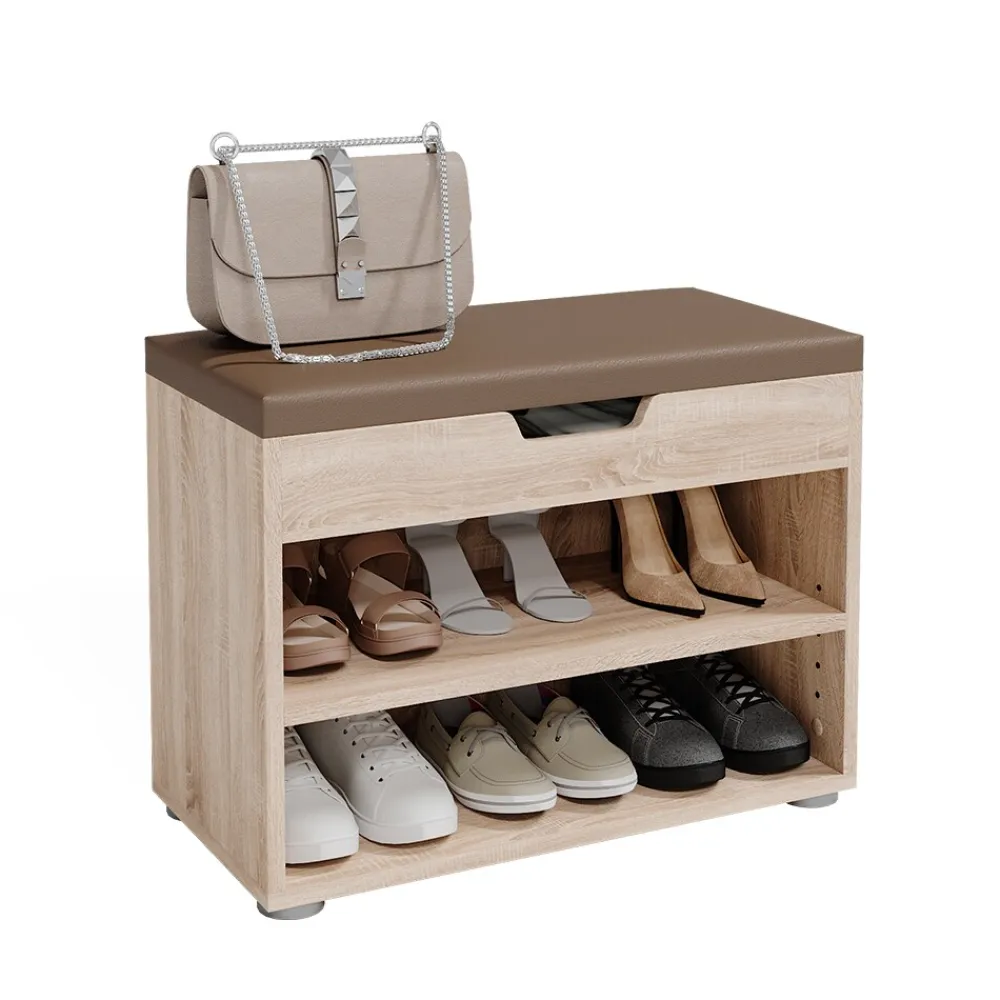 Schuhbank Schuhschrank Schuhablage Sitzbank Klappdeckel 6 Paar Sonoma ^ Vicco Clearance